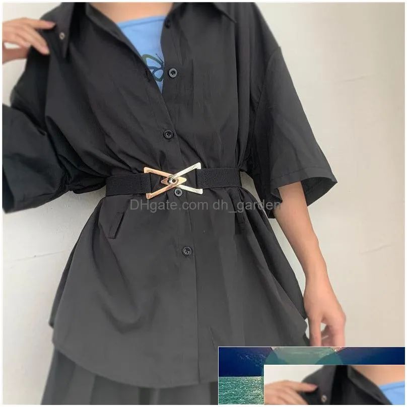 65cm fashion dress belts for women geometry waist elastic belts cummerbund strap famale triangle buckle coat clothes decoration factory price expert