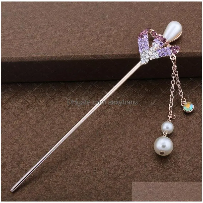 classical korean rose gold pearl hairpin hairs set hair pin gsfz005 mix order hairpins