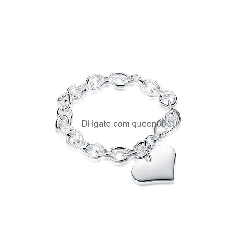 wedding heart card shark buckle 925 silver charm bracelets 8inchs gssb278 womens sterling silver plated jewelry bracelet