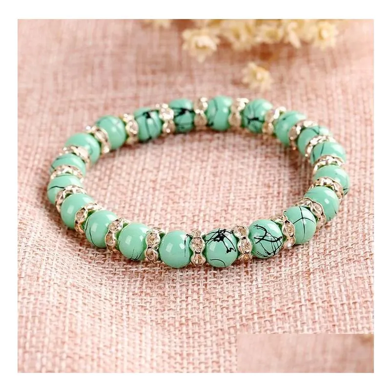 factory direct sale female glass inlaid diamond bracelet with various colors imitated gsfb032 mix order 20 pieces a lot beaded 