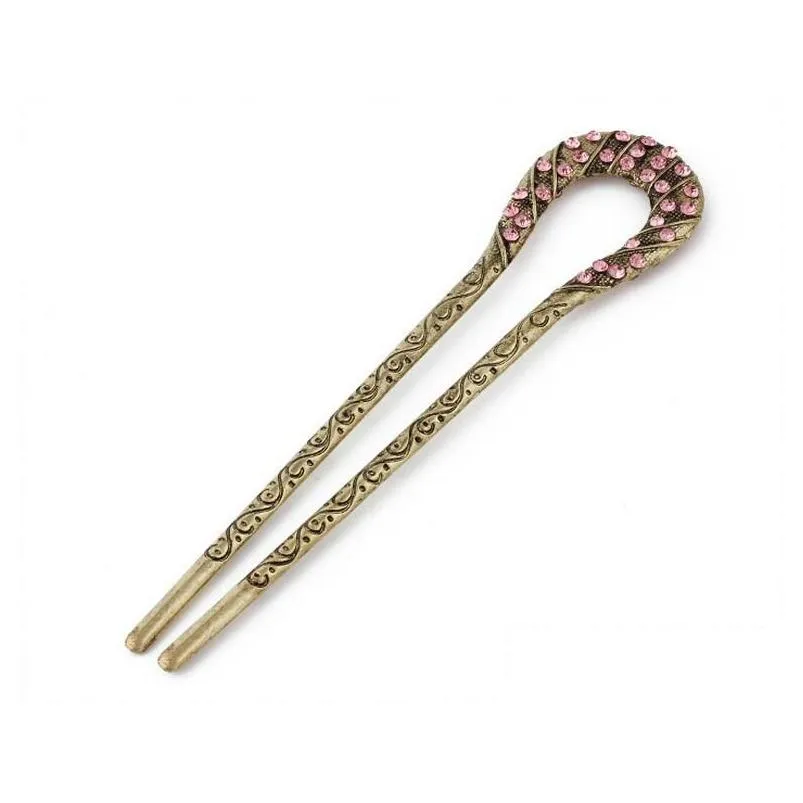 womens panheaded flower hairpin and diamond head accessories hair pin gsfz044 mix order hairpins