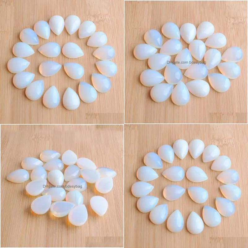 natural white opal gemstones teardrop 13x18mm cabochon no hole loose beads for diy jewelry making earrings bracelets necklace rings accessories
