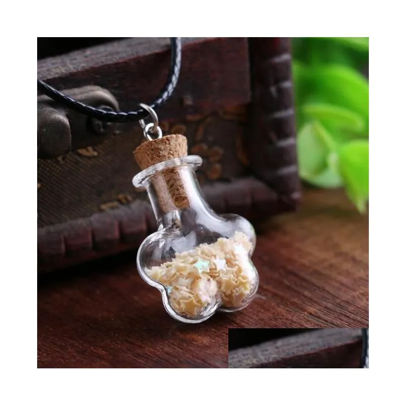 colorful star glass cover necklace women wishing bottle pendant necklace gsfn310 with chain mix order pendant necklaces