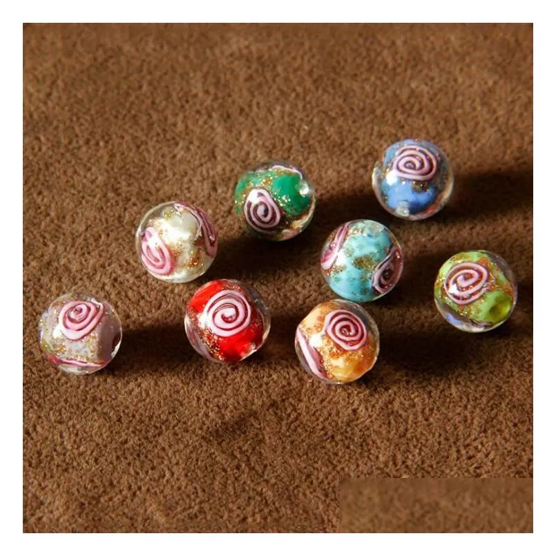 12mm fine japanesestyle crystal highlight lampwork inlay sands and glazed beads gsllz025 handmade