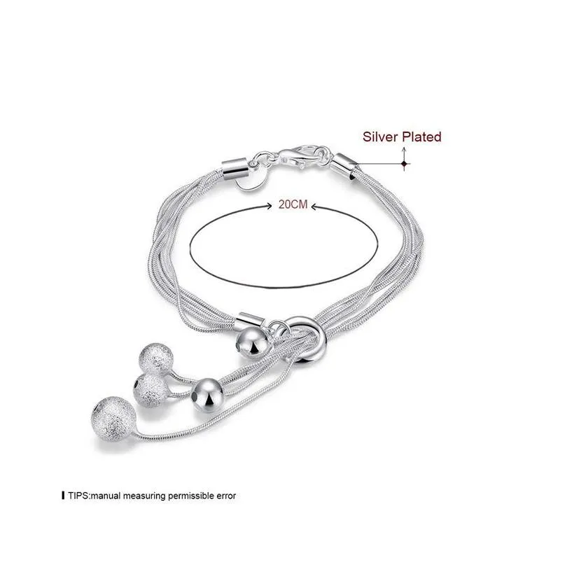 sterling silver plated small o hanging sand light bead charm bracelet gssb243 fashion 925 silver plate jewelry bracelets