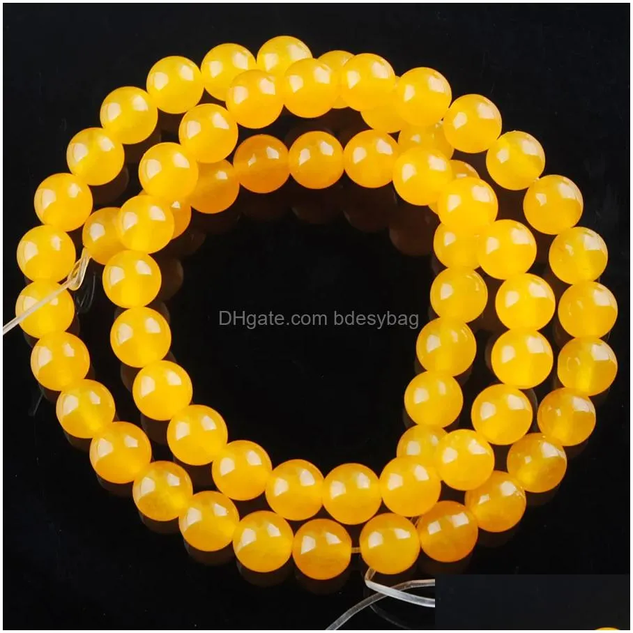 yowost natural yellow jade loose beads stone round 6mm 8mm 10mm spacer strand for making bracelets necklace jewelry accessories bg304