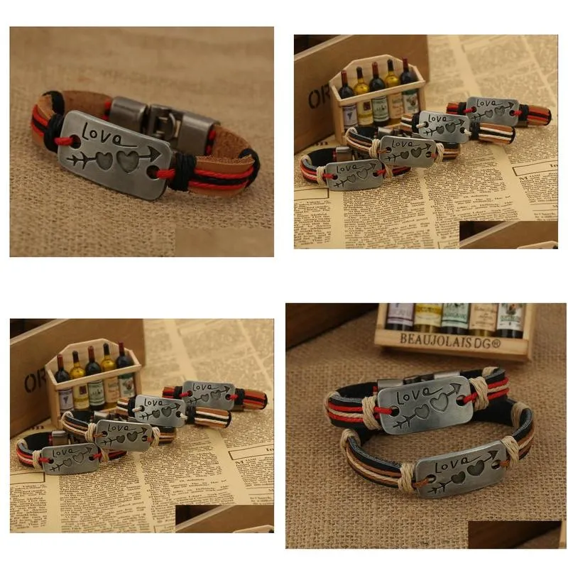 popular genuine leather bracelet with one arrow through the heart gsfb350 mix order 20 pieces a lot charm bracelets