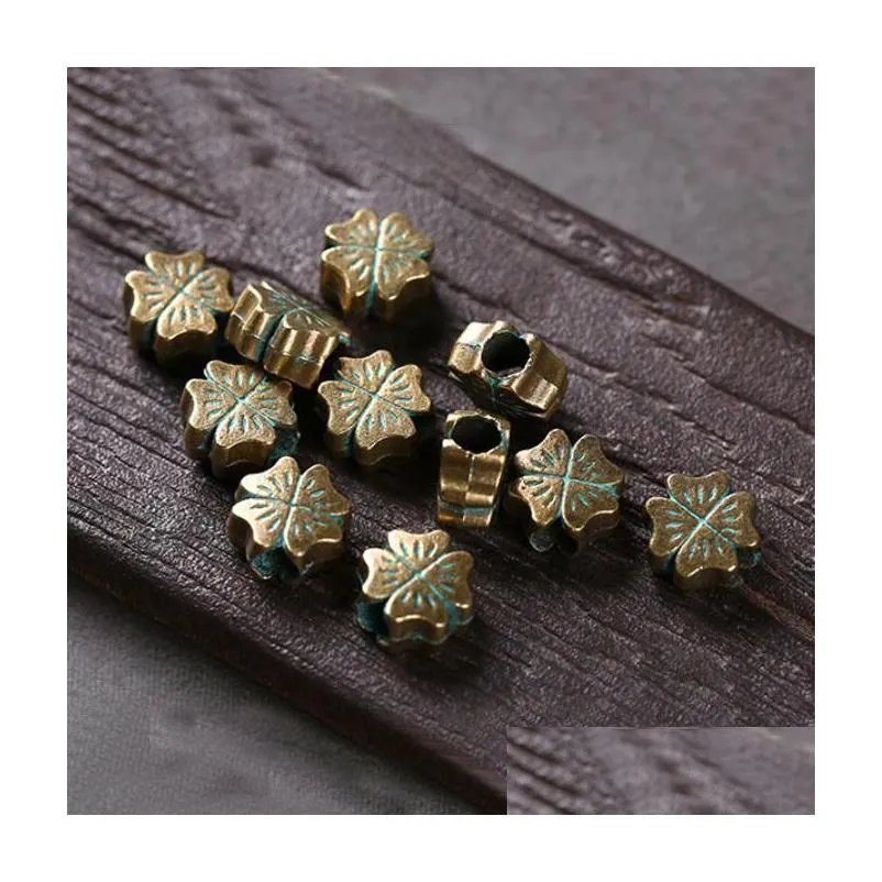 epacket dhs retro ethnic style wiped green clover spacers petal accessories gsdwz071 tibetan silver spacer