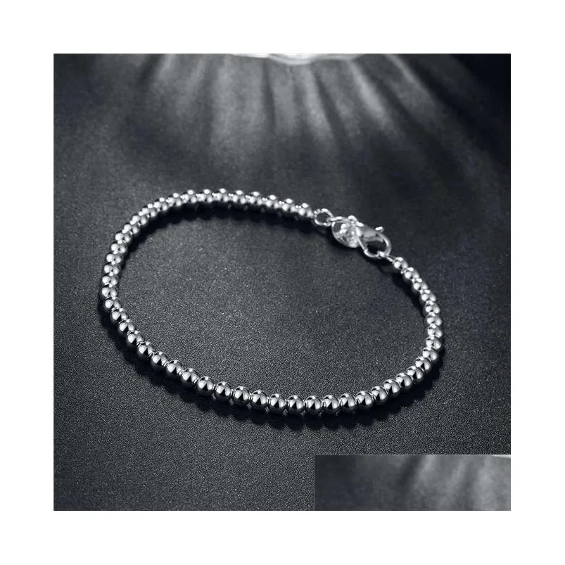 sterling silver plated 4m hollow buddha bead beaded strands bracelet gssb198 fashion 925 silver plate jewelry bracelets