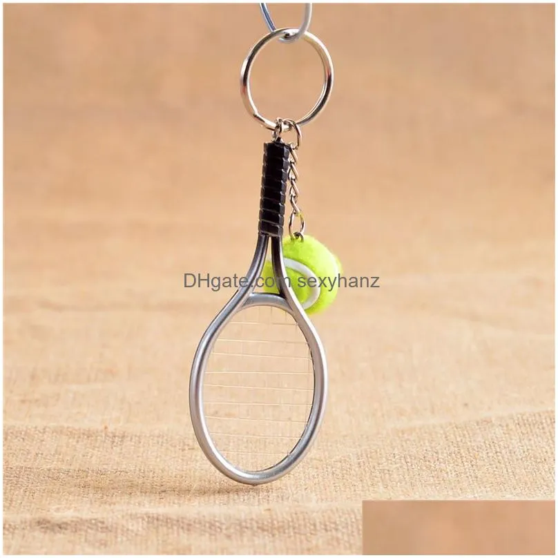  ship mini tennis tennis racket keychain creative gifts key rings gskr158 mix order 20 pieces a lot keychains