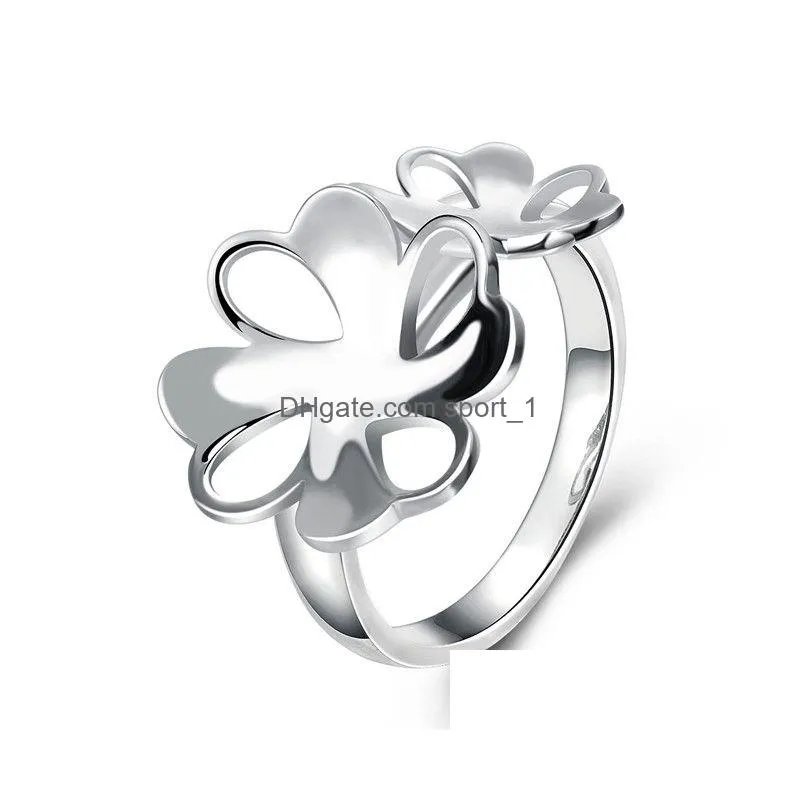 womens sterling silver plated hollow flower ring gssr745 fashion 925 silver plate rings