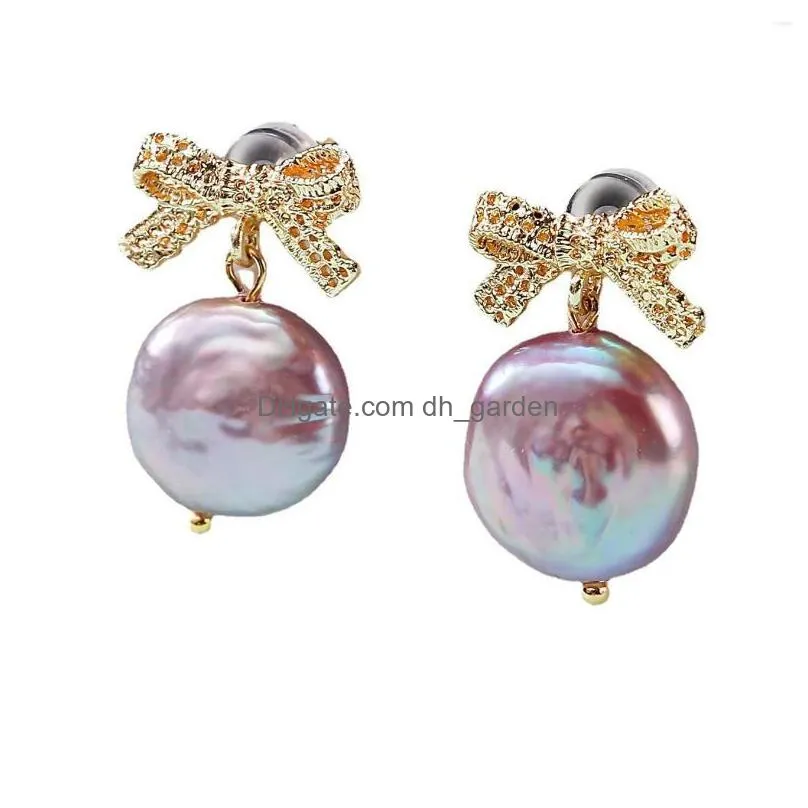 stud earrings 2023 real 925 sterling silver fine natural purple pearl jewelry for women wholesale