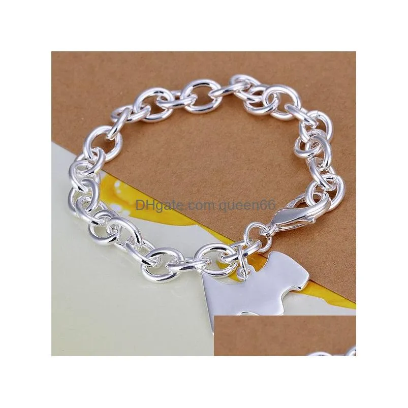 wedding dog brand rough 925 silver charm bracelets 8inchs gssb271 womens sterling silver plated jewelry bracelet