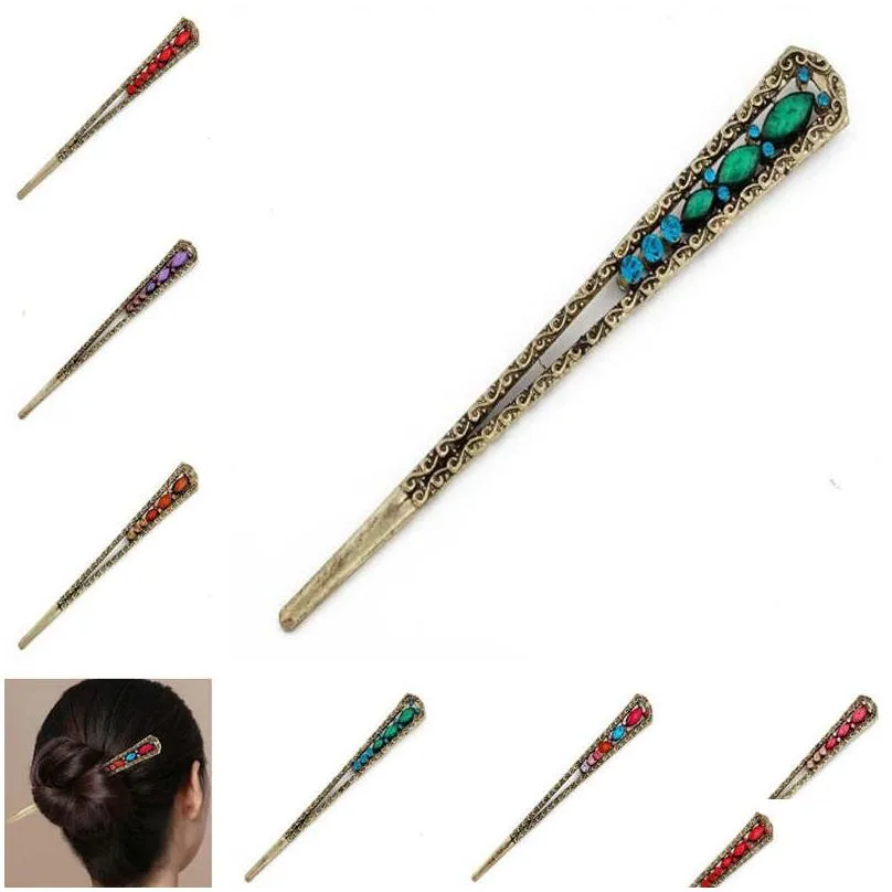 ethnic style classical rhinestone hairpin head accessories hair pin gsfz047 mix order hairpins