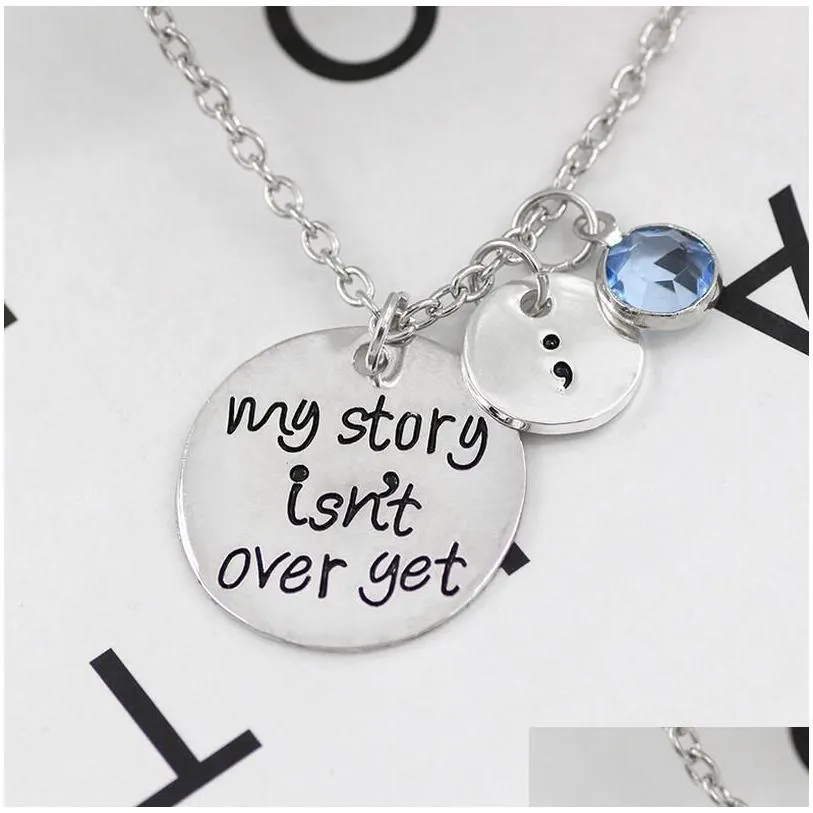 my story isnt over yet lettering inspirational necklace pendants gsfn451 with chain mix order pendant necklaces