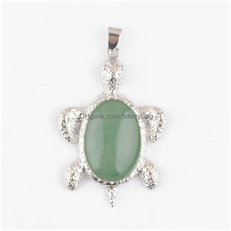 natural stone pendants turtle animal shape jewelry aventurine jades crystal gemstones beads wholesale bn495