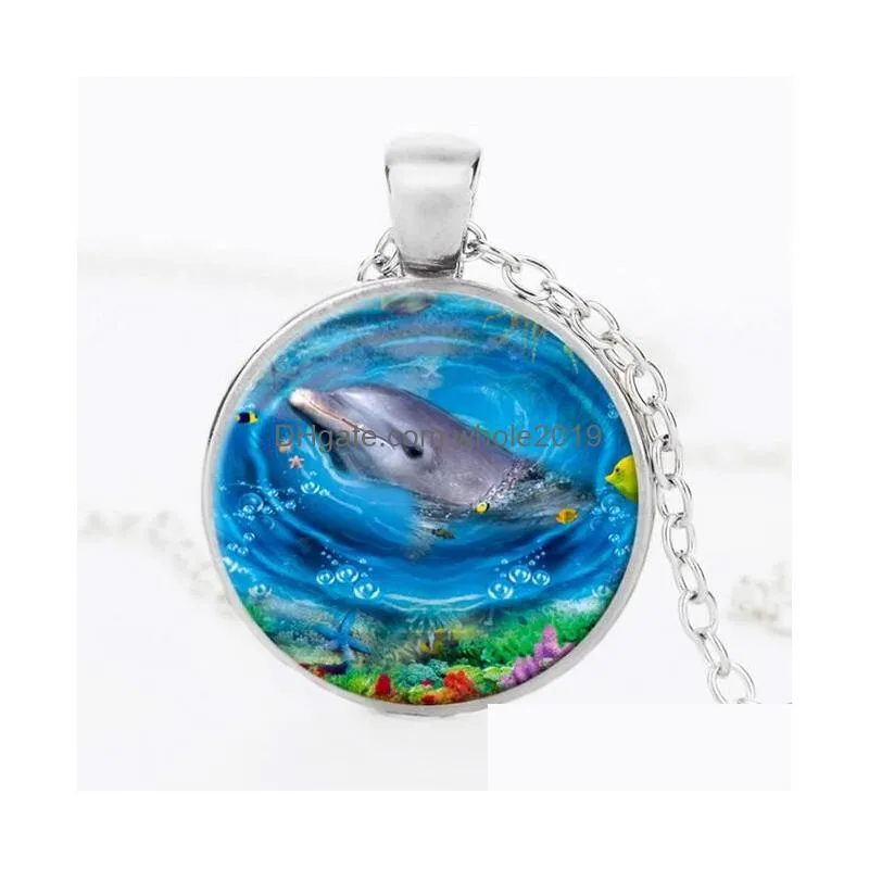 best gift creative time gem necklace 3d  glass pendant sweater chain hot wfn378 with chain mix order 20 pieces a lot