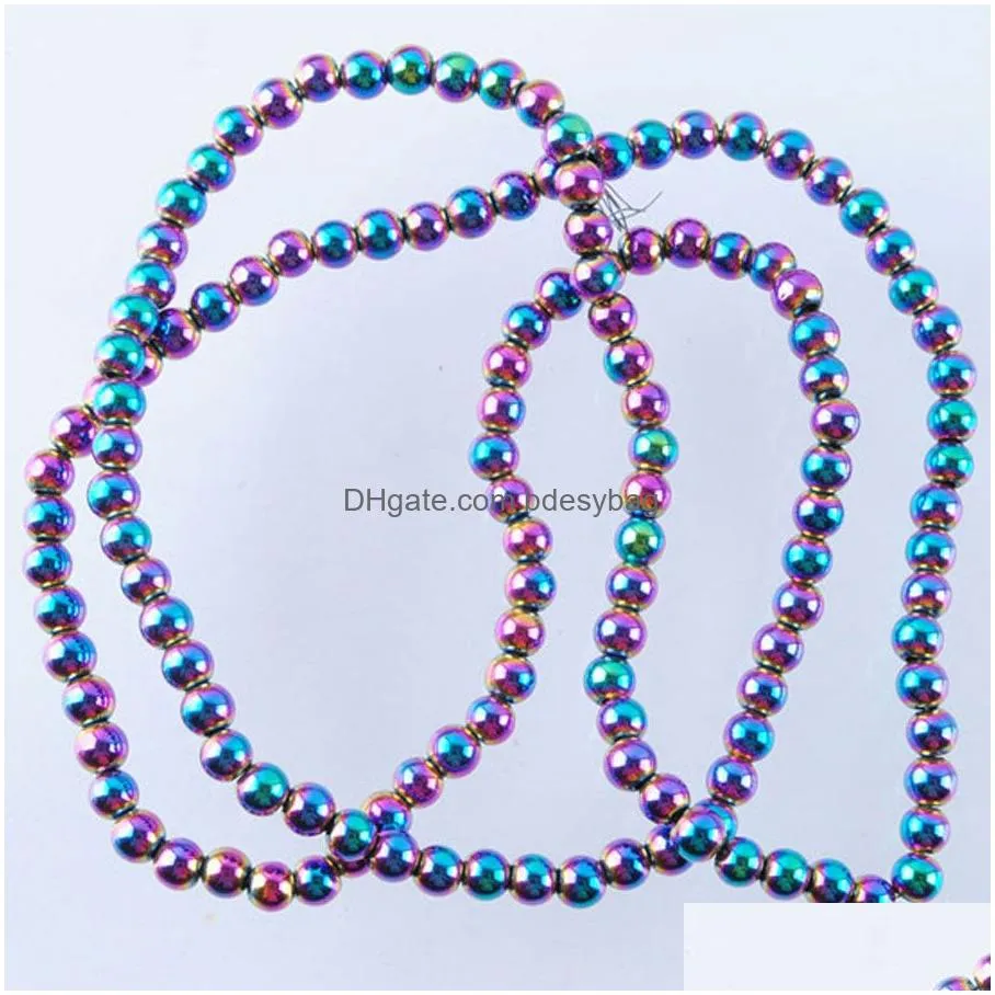 motley no magnetic materials hematite gem stone 3 4 6 8 mm round loose beads strand for diy jewelry making earrings bracelets necklace accessories