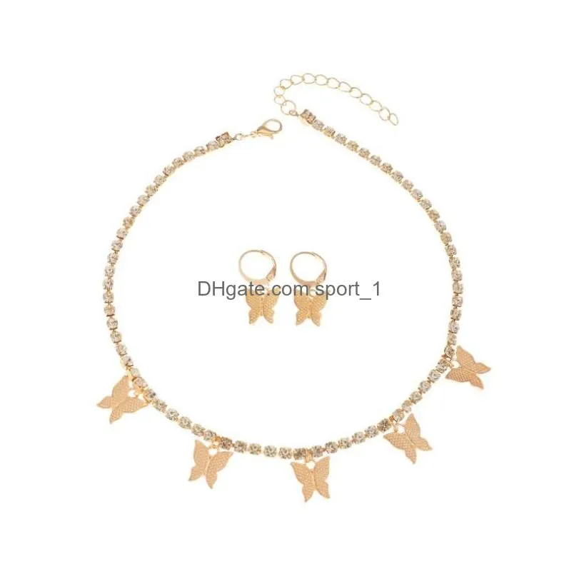 small  butterfly necklaces earring jewelry sets gsfs013 fashion women gift earrings necklace set