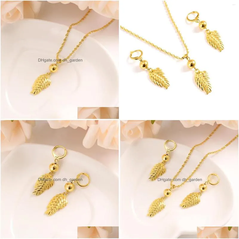 necklace earrings set gold earring women party gift leaf daily wear mother wedding bridaldiy charms girls