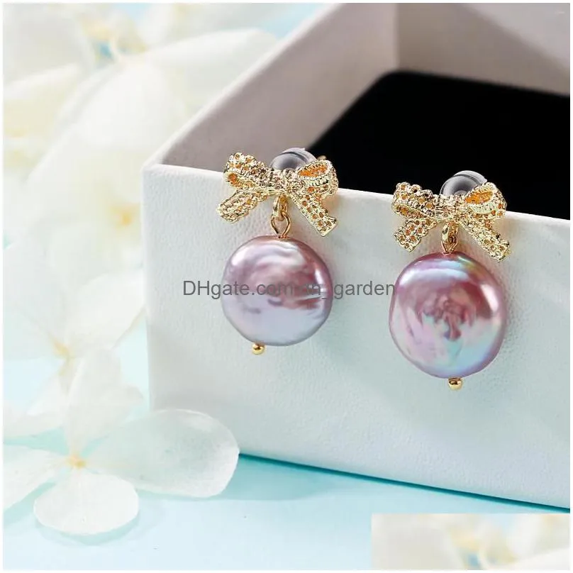 stud earrings 2023 real 925 sterling silver fine natural purple pearl jewelry for women wholesale