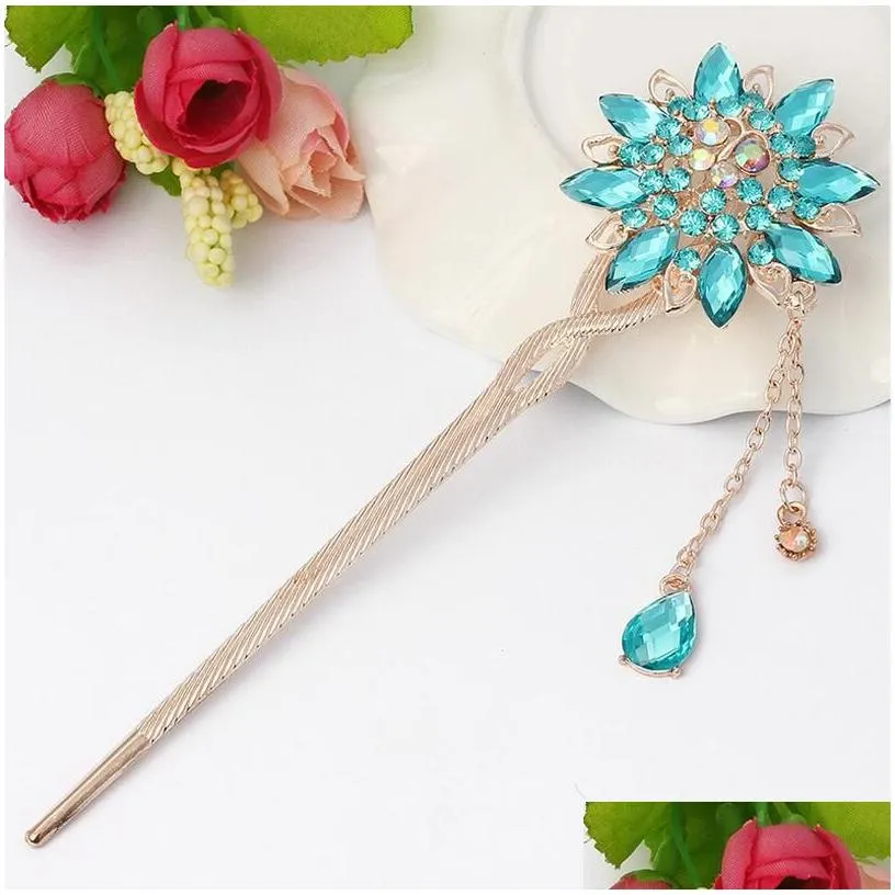  gift hairpin classic retro style hairpin tassel step rock drill decoration costume headdress fz014 mix order 20 pieces a lot