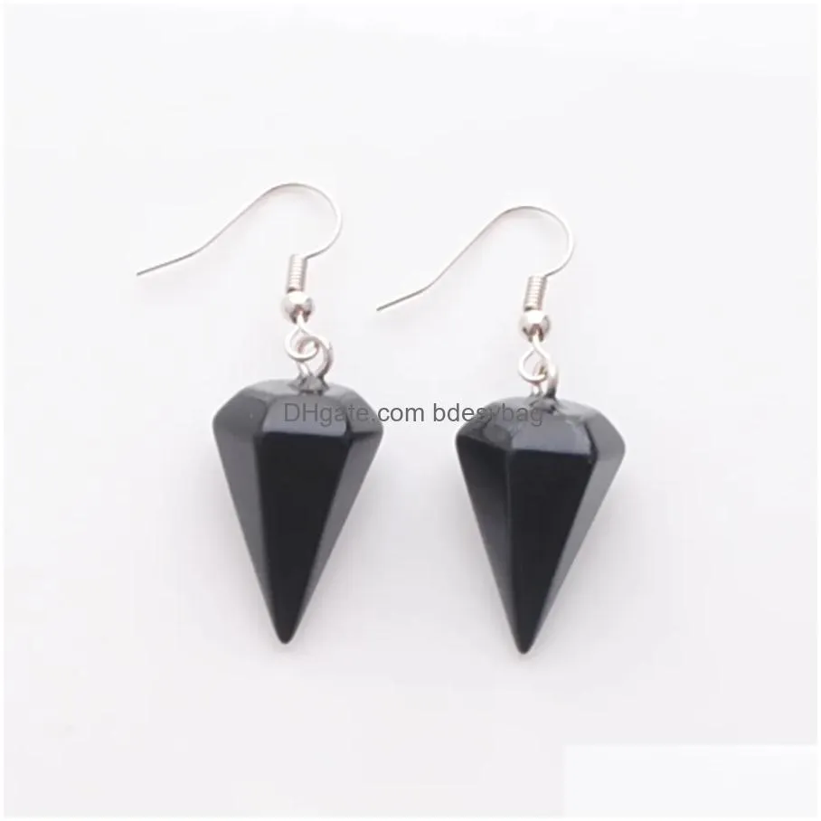 dangle earrings for women hanging fashion jewelry bohemian pyramid natural stone amethysts turquoises crystal romantic br332