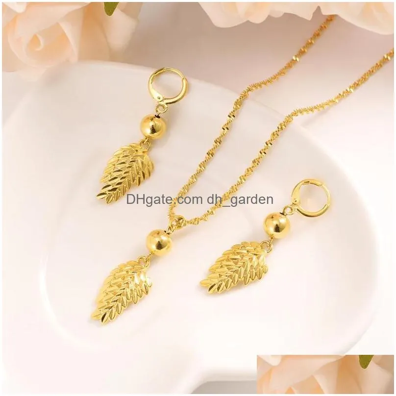 necklace earrings set gold earring women party gift leaf daily wear mother wedding bridaldiy charms girls