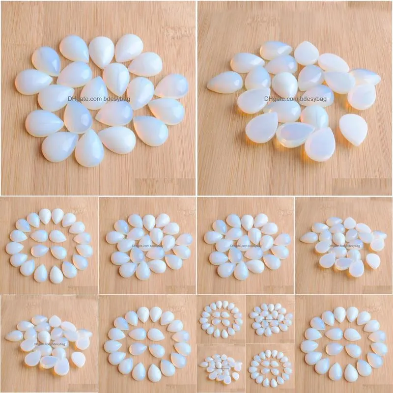 natural white opal gemstones teardrop 13x18mm cabochon no hole loose beads for diy jewelry making earrings bracelets necklace rings accessories