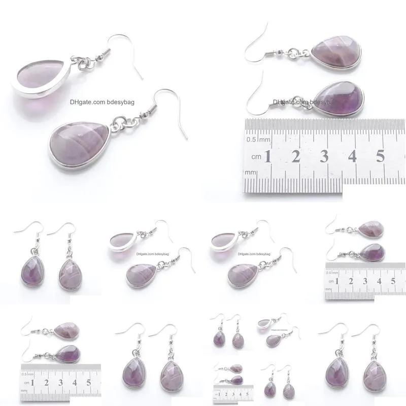 women dangle chandelier earrings natural amethysts gem stone teardrop bead reiki healing earrings bohemian jewelry r3177