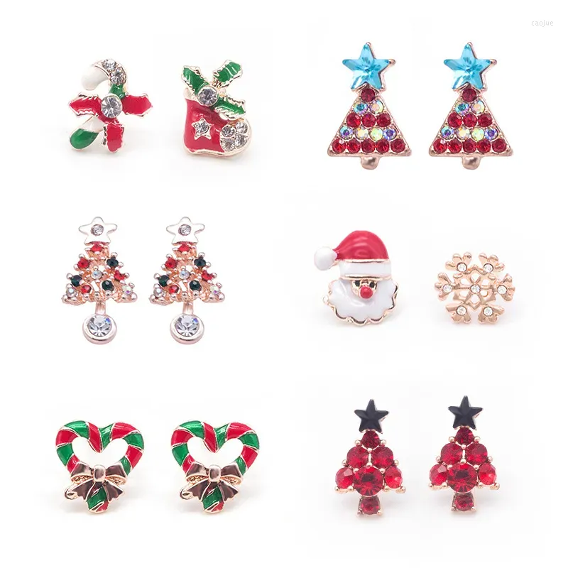 stud earrings cartoon christmas elk fashion tree snowman fawn gift ladies year jewelry wholesale