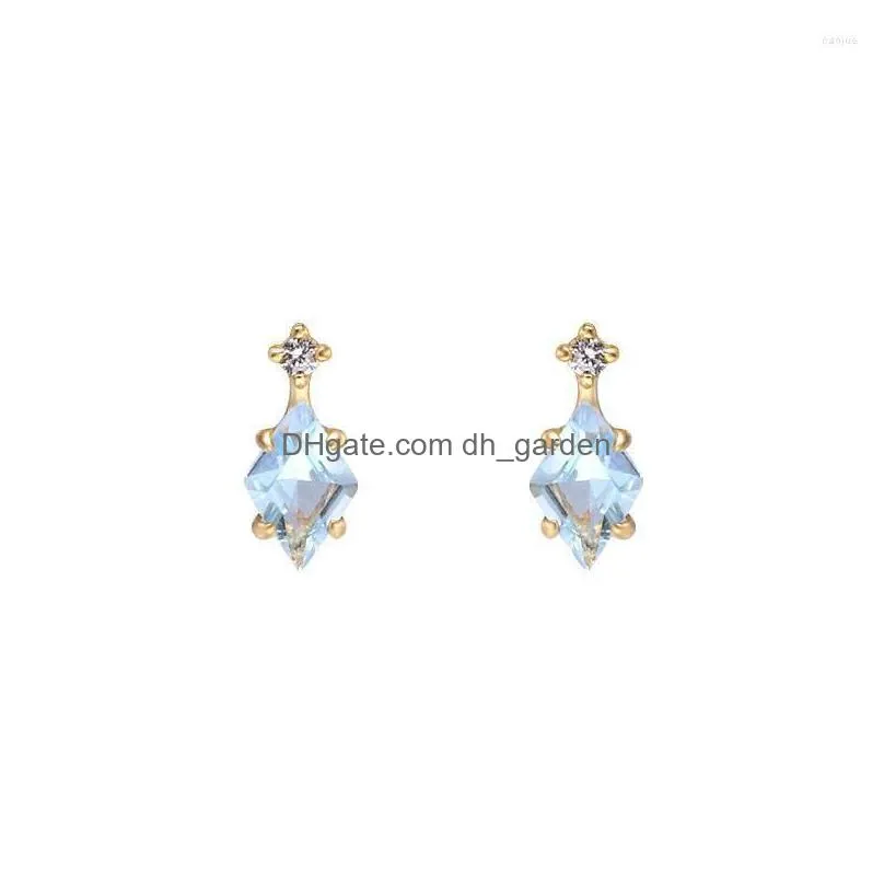 stud earrings inspired design silver inlaid blue diamond mini romantic bright jewelry engagement accessories for women