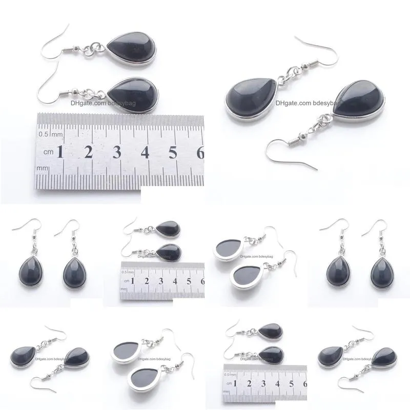 women dangle chandelier earrings natural black agates gem stone teardrop bead reiki healing earrings bohemian jewelry r3172