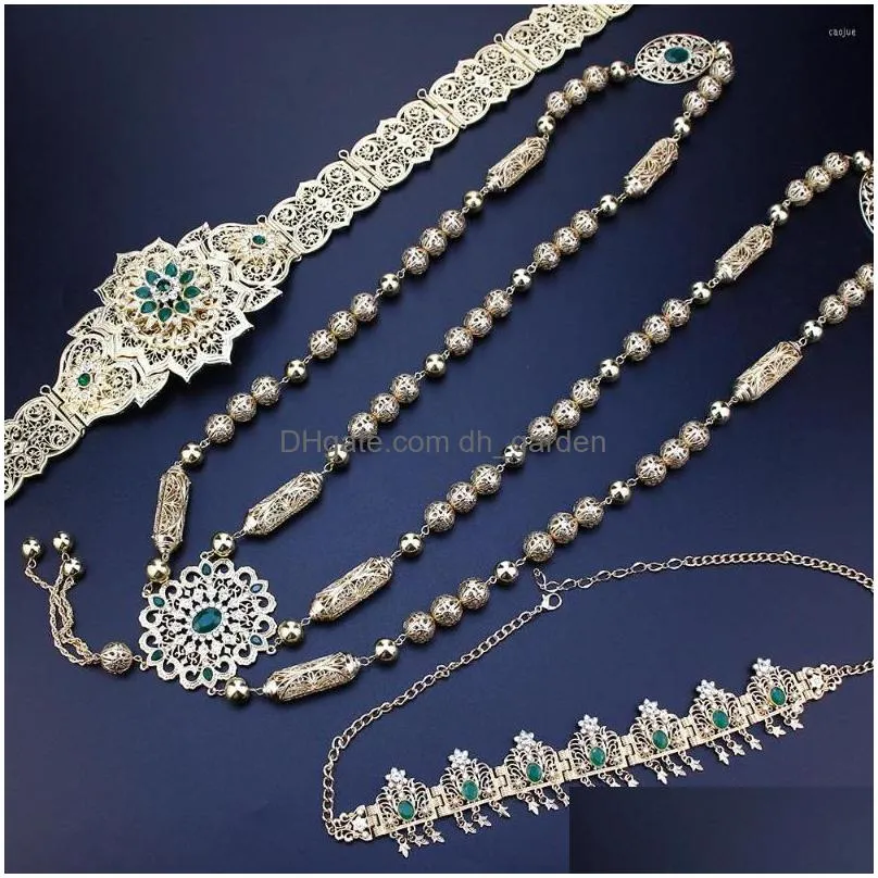 necklace earrings set neovisson algeria exquisite jewelry caftan belt shoulder chain women hair gold color morocco dress wedding