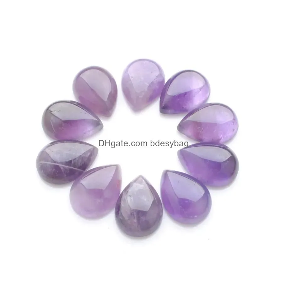 natural amethyst gemstones teardrop 13x18mm cabochon no hole loose beads for diy jewelry making earrings bracelets necklace rings accessories