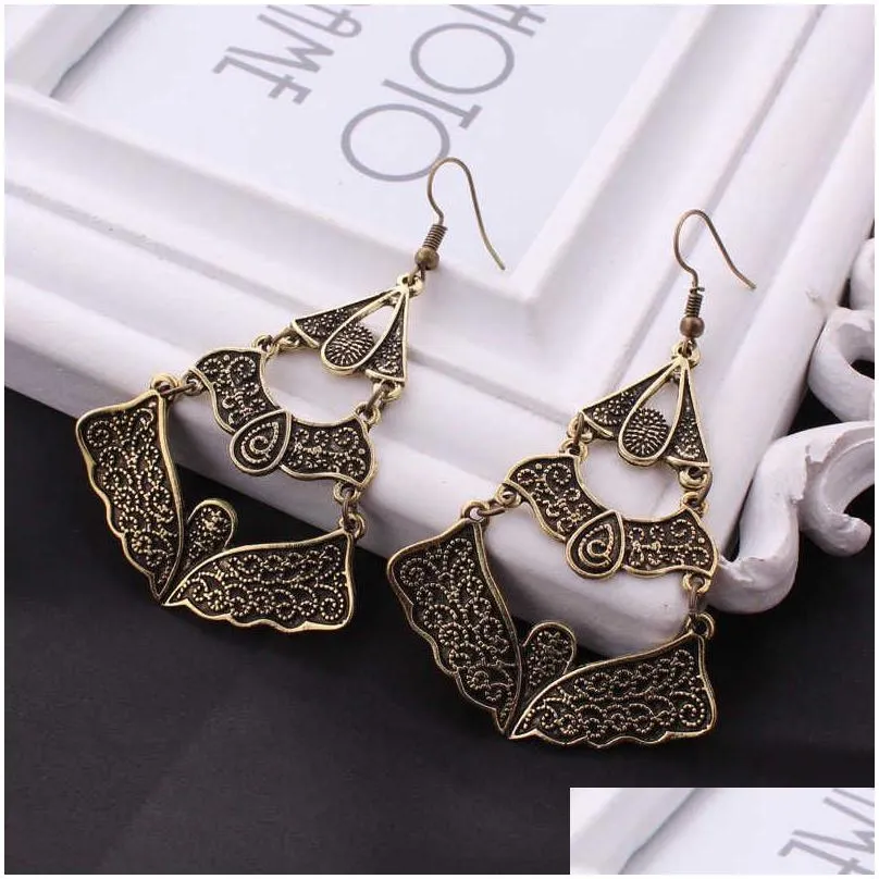 womens butterfly shape tibetan silver dangle chandelier earrings gstqe015 fashion gift national style women diy earring