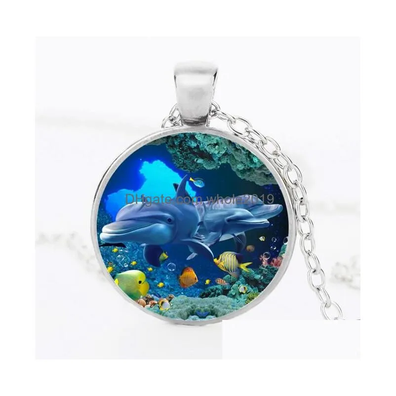 best gift creative time gem necklace 3d  glass pendant sweater chain hot wfn378 with chain mix order 20 pieces a lot