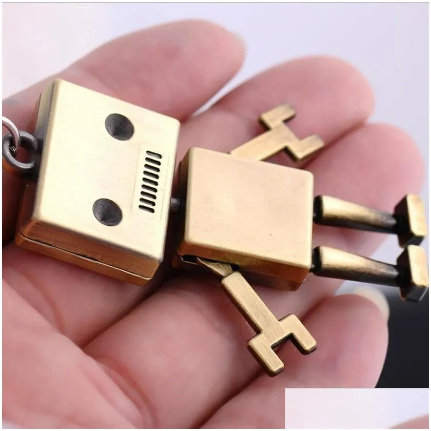  ship retro robot model metal keychain pendant gifts key rings gskr101 mix order 20 pieces a lot keychains