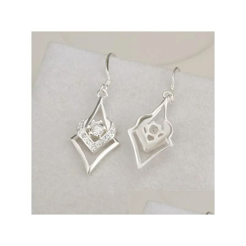 womens sterling silver plated hollow flower earrings dangle chandelier gsse444 fashion 925 silver plate earring gift