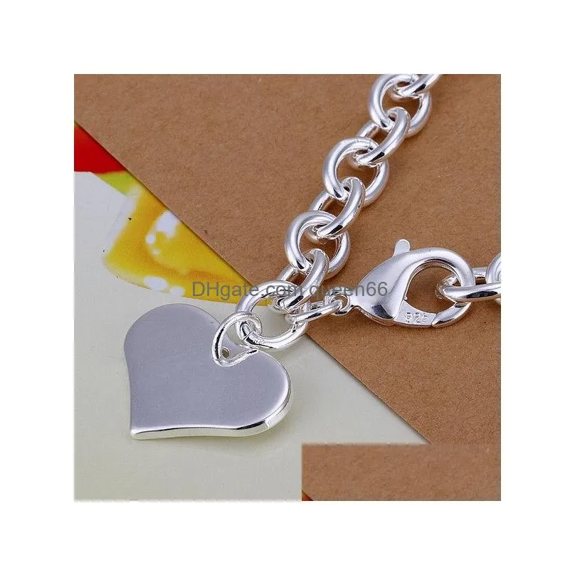 wedding heart card shark buckle 925 silver charm bracelets 8inchs gssb278 womens sterling silver plated jewelry bracelet