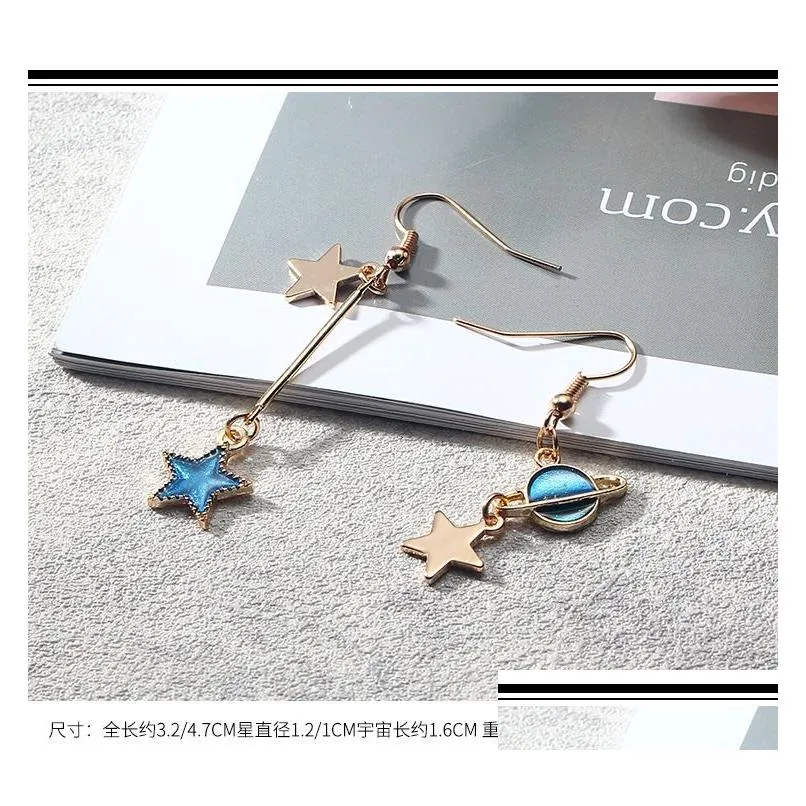 womens blue starry planet dangle chandelier earrings gsfe001 fashion gift national style women diy jewelry earring