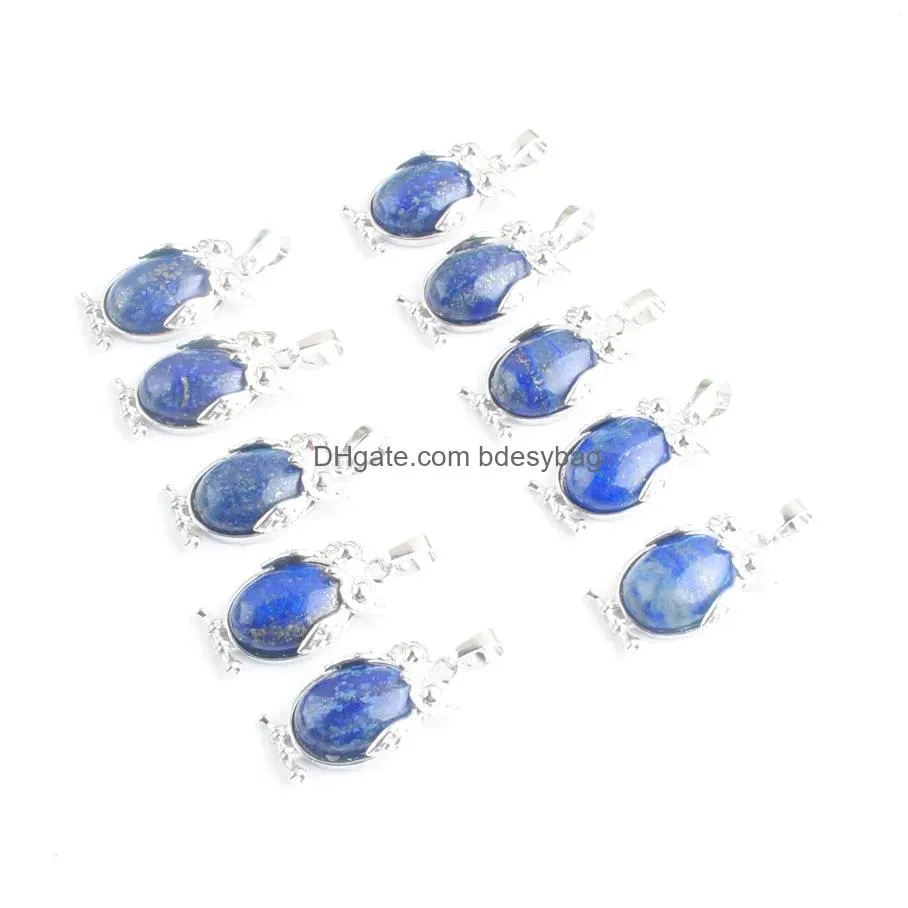 natural stone lapis lazuli tiny owl pendants reiki lucky animal cute charm jewelry for women man gift n4673