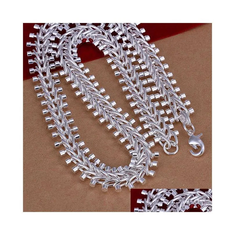 sterling silver plated fishbone shape chains necklace 18inchsx12mm gssn166 fashion lovely 925 silver plate jewelry necklaces chain