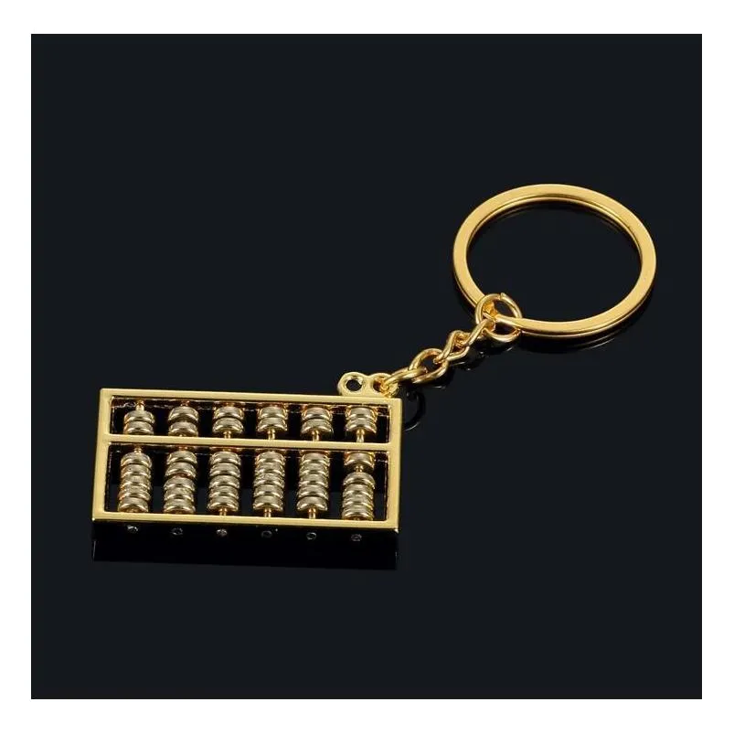 chinese style 6 gear 8 gears gold and silver abacus metal keychain gifts key rings gskr109 mix order 20 pieces a lot keychains