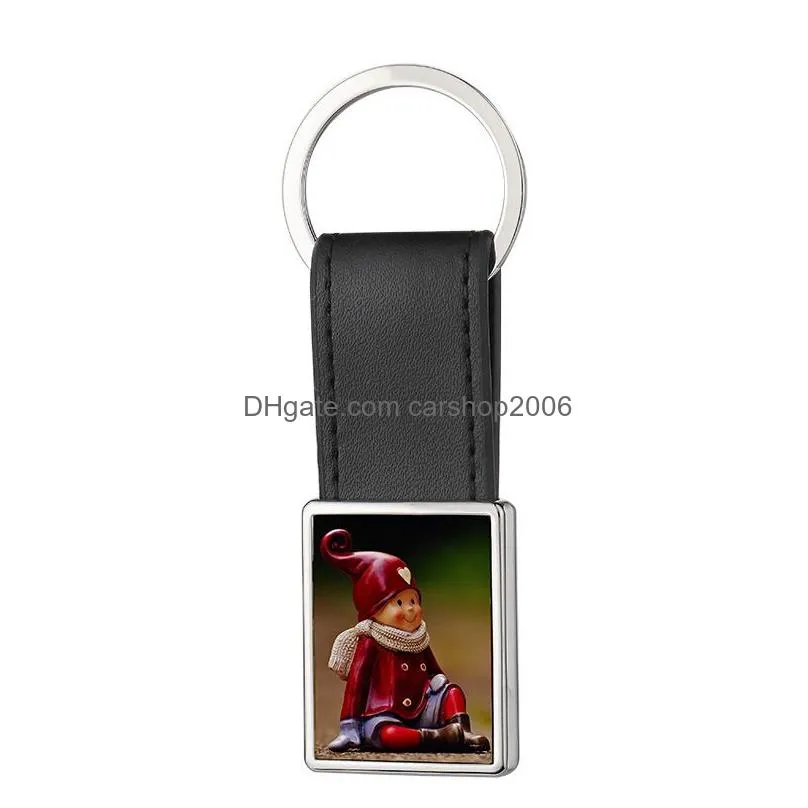 heat transfer leather keychains rectangle blank sublimation keychain pendant car key chain diy keyring gift