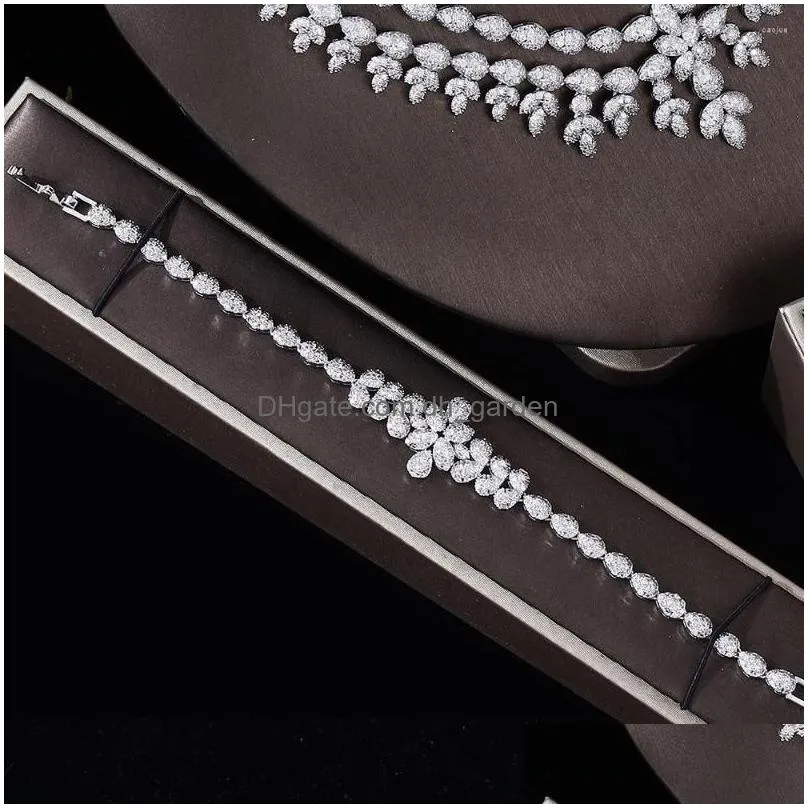 necklace earrings set 2022 cubic zirconia 4piece suit for ladies party luxury dubai nigerian crystal wedding jewelry