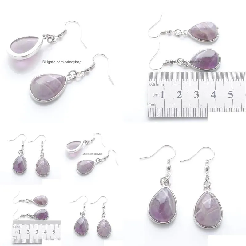 women dangle chandelier earrings natural amethysts gem stone teardrop bead reiki healing earrings bohemian jewelry r3177