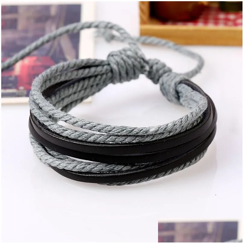 leather hand woven bracelet british style mens and womens jewelry fashion versatile leathe fb066 mix order 20 pieces a lot charm