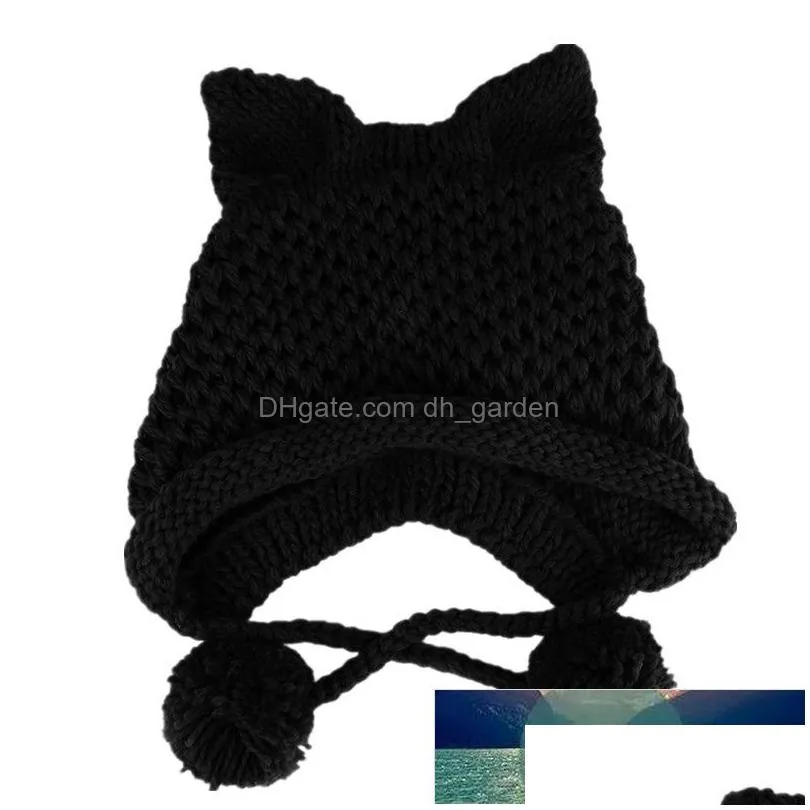 bomhcs 22 colors very cute ears hat 100% hand made cold weather knitted warm ear beanie factory price expert design quality latest style original