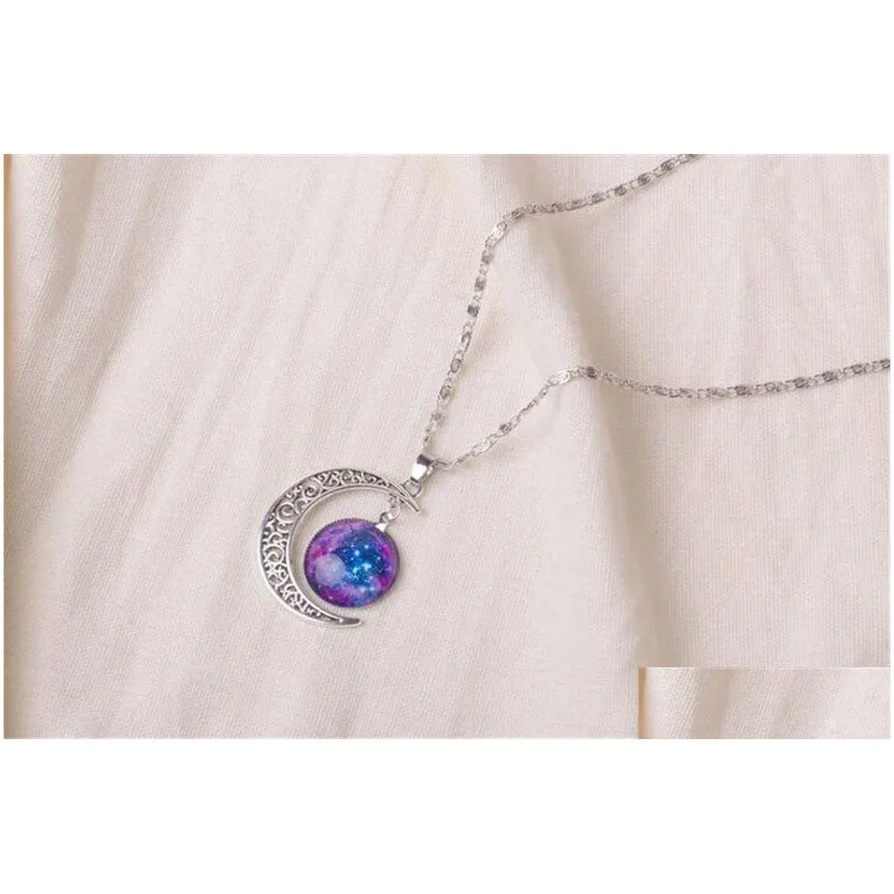 european and american fashion foreign trade pendant star sky moon personality time gem neckla gsfn198 with chain mix order